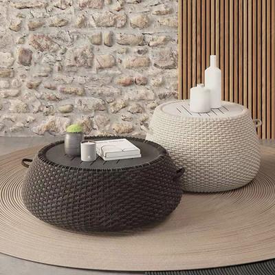 Restaurant Outdoor Light Luxury PE Rattan Sofa Set Patio Waterproof Metal Furniture