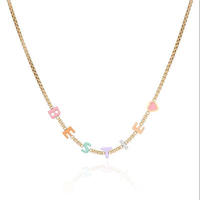 Custom Name Necklace Individual Letters Enamel Personalized Gold Necklace Initials