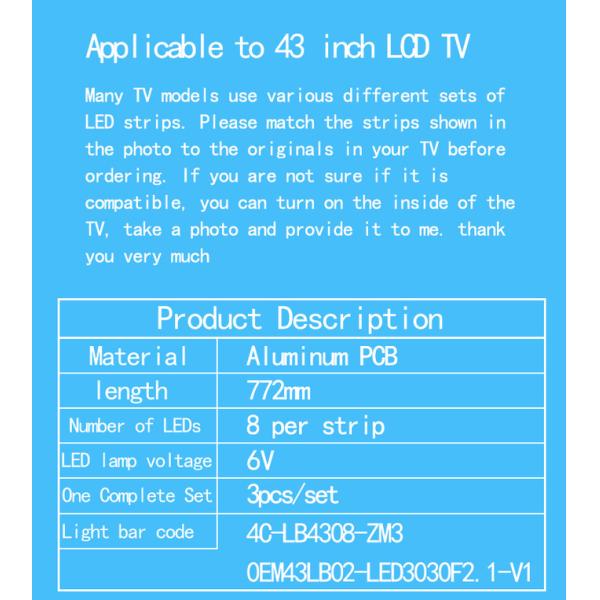 Для TCL D43A810 световой полосы 4C-LB4308-ZM02J 4C-LB4308-ZM2/ZH1