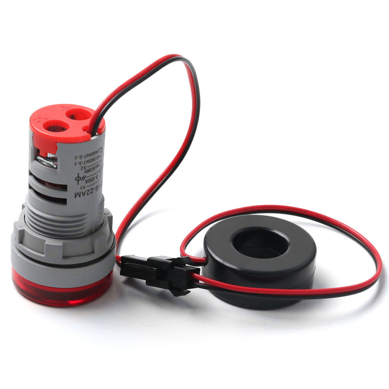 Digital LED Ammeter AD16-22AM Mini Open Hole Current Meter with Indicator Light Small AC Panel Meter