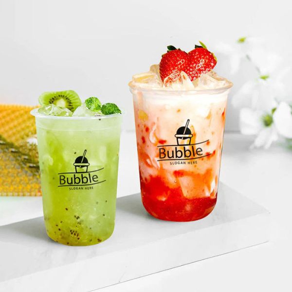 Take Away Hard PP 12/16/22oz Round Bottom Bubble Tea Ice Coffee Plastic Cups With Lids