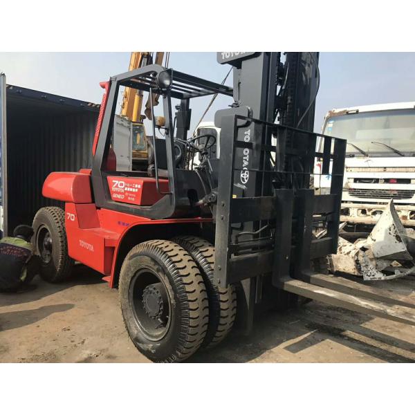 Toyota FD70 Second Hand Diesel Forklifts , 2 Stage Used 7 Ton Forklift