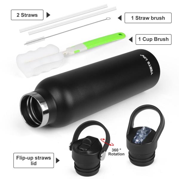 25oz Hydro Double Wall Flask Stainless Steel Water Bottle Bite Valve Top Vacuum Insulated Sweat Proof Leak Proof Sports Thermos Standard Mouth 25oz BPA-Free