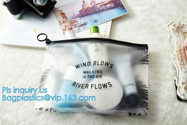 slider PVC zipper PE packing bag for underwear / clothing / cosmetic, foldable slider zipper pvc storage bags, Pouch Sli
