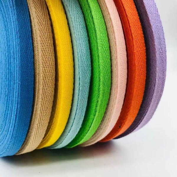 China factory wholesale Herringbone Cotton Webbing Plain Woven Sewing Fold Over Herringbone Twill Webbing Tape