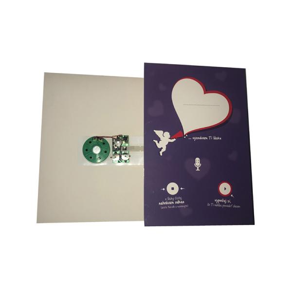 Voice Ic PCB Singing Greeting Cards 70~90dB Volume Speaker / Batteries Insert