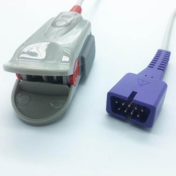 Sensor adulto del monitor SPO2 del finger 3 color gris reutilizable del Pin de Nellcor Oxima 9 del metro