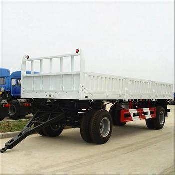 Farm 2-Axles Flat Platform flatbed side wall Drawbar Full Trailer With Ladder