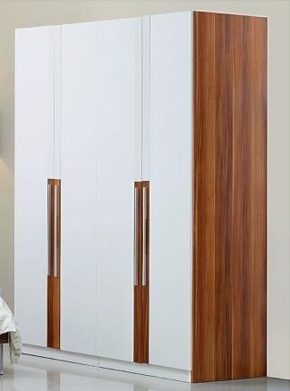 White Color Bedroom Furniture 4 Door Wooden Wardrobe 1608X602X2100 Mm Size