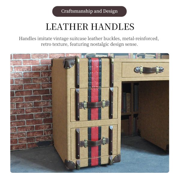 Nidea #8311 Vintage American Country Distressed Leather Computer Desk Personalized Study Furniture Living Room Home Office Designer