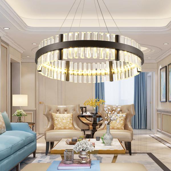 Black Gold Modern Pendant Light  Round Crystal Pendant Light 50 / 60hz