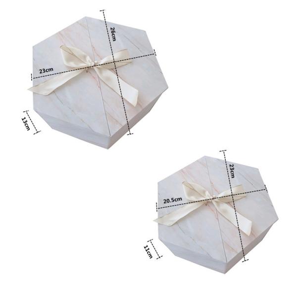 Recyclable Kraft Hexagon Shape Gift Box White Pink Black Marble Print For Wedding Favors