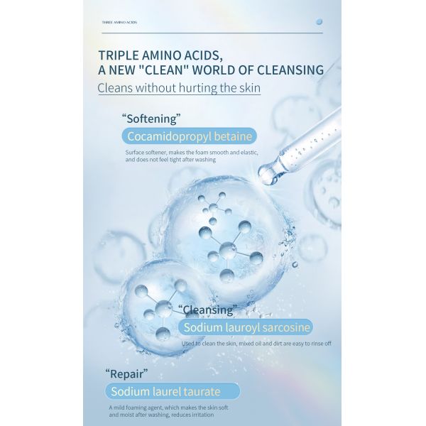 Private Label Cosmetics Organic Amino Acid Face Cleanser Oil Control Skin Care Smoothing Face Wash Amino Acid Facial Cleanser