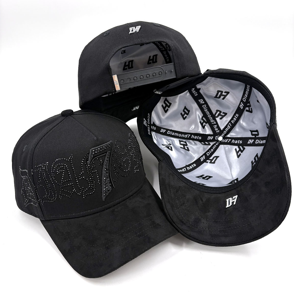 3D Embroider Gorras Metallic Baseball Caps Tags Cotton Suede Visor Gamuza Satin