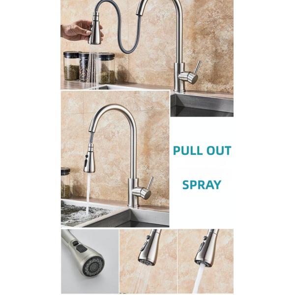 Sus304 Stainless Steel Kitchen Faucet Brushed Ceramic Cartridge Flexible Wash Basin Tap