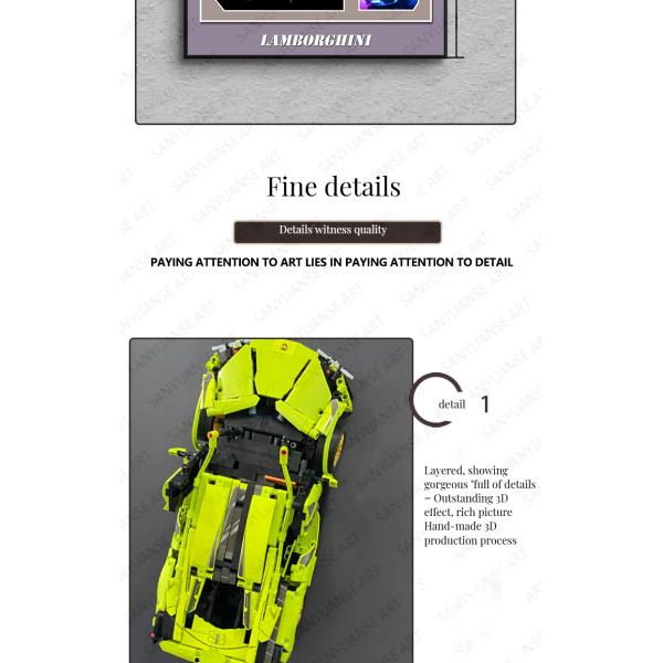 Customized Color Wall Hanging Art Building Blocks 4S Car Dealership 3D Wall Murals