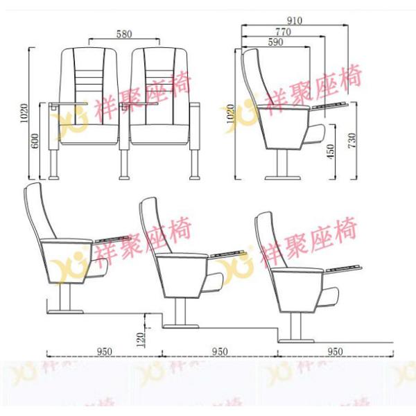 Soild Wood Armrest Cold Rolled Strong Steel Chairs For Church Halls Floor Mounted