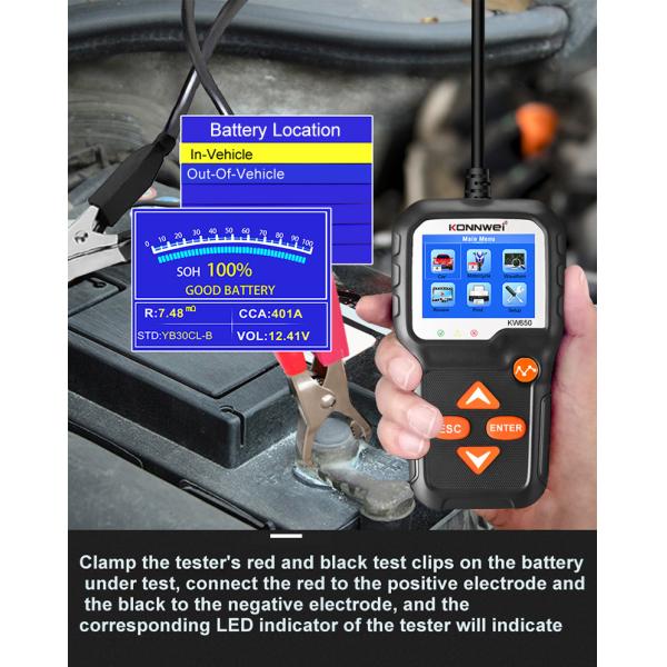 2,4 тестер анализатора автомобильного аккумулятора дюйма TFT 6-16V для всех свинцовокислотных батарей