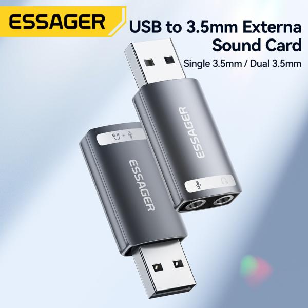 ESSAGER ES-OTG21 USB A To 3.5mm Aux Jack Audio Adapter Support Sound Card