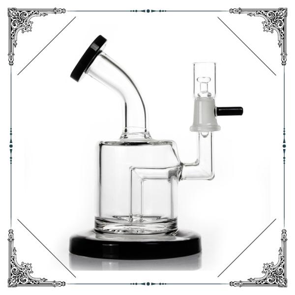 6 Inches 4 Slit Perc Mini Smoking Water Pipes Black Mouth And Black Base