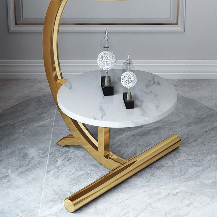 Modern Outdoor L Shaped Dining Table with Extendable Marble Top and Metal Construction