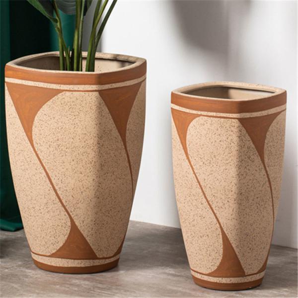 Fancy home balcony decorative planter big floor decor plant pot custom matte black ceramic flower pots