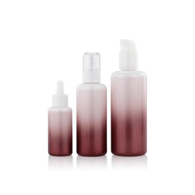A garrafa de vidro redonda vazia do soro da loção do inclinação ajustou 30ml 50ml 100ml