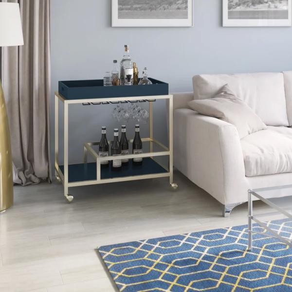 Brass Wine Drink Bar Cart Restaurant Serving Trolley Customized