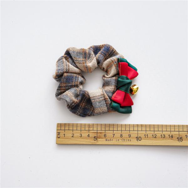 Christmas plaid beaded hair scrunchies women's cartoon lovely animal cloth hoops tied hair rope ornaments