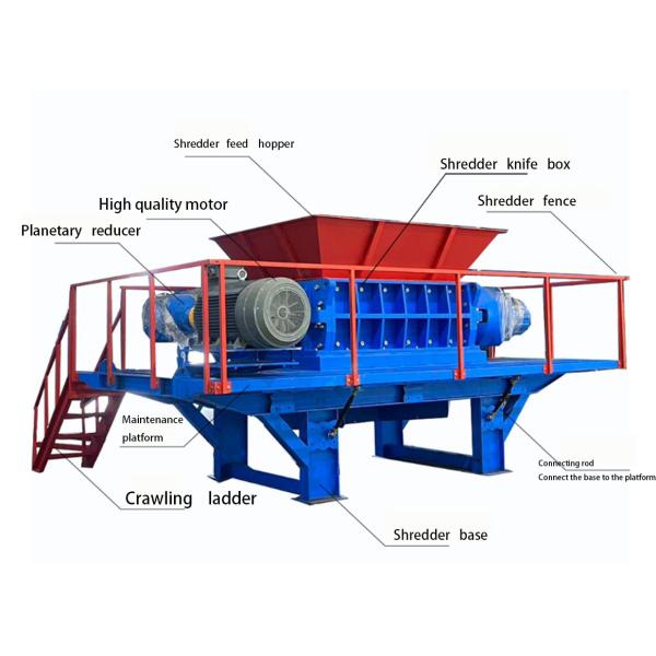 8000KG Two-Axis Shredder for Crushing Leather Cloth Strip and Industrial Solid Waste