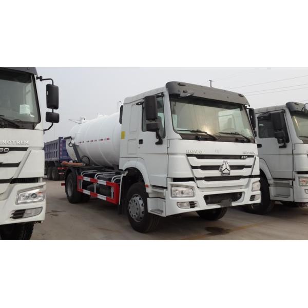 EURO II 6M3 290hp Howo Sewage Suction Truck , Pump Speed 500r / Min Sewage Vacuum Tank Trucks