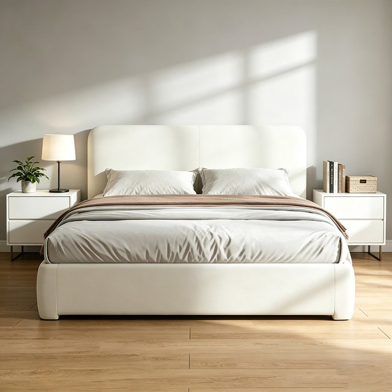 Modern Bedroom Furniture Wooden Bed with Soft Headboard