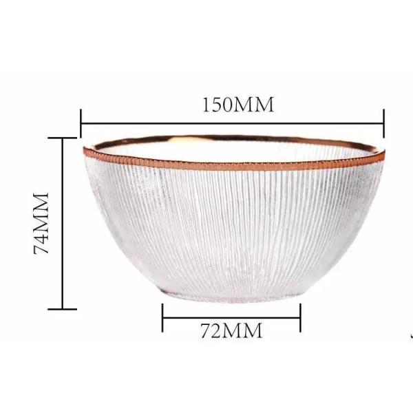 ODM Прозрачное кристаллическое стекло Фруктовые миски Столовые принадлежности с золотым ободом