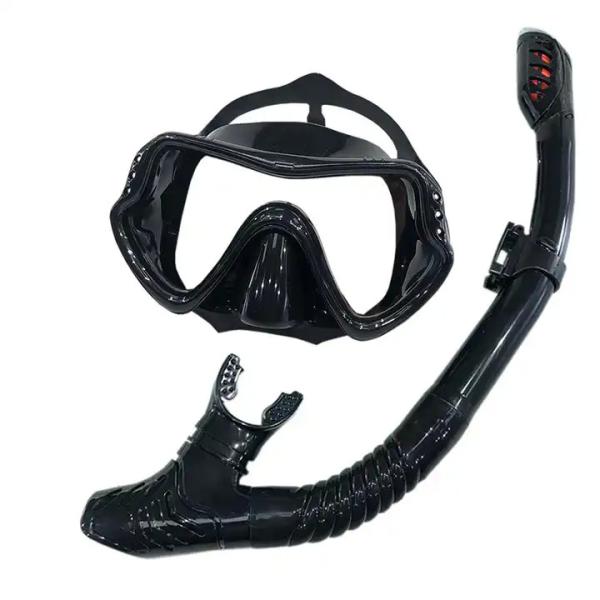 Ensemble de plongée en apnée pour adultes de haute qualité avec vanne de purge en verre revêtue anti-brouillard et bout de bouche en silicium anti-éclaboussures