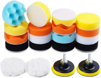 O Polisher do amortecedor do carro 22PCS acolchoa o amarelo preto azul branco material da esponja