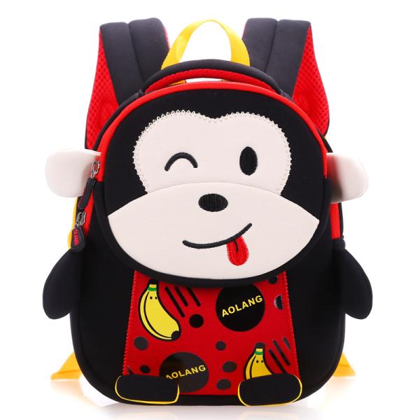 Monkey Neoprene Waterproof Kids Backpack 3D Cute Cartoon Anti Lost