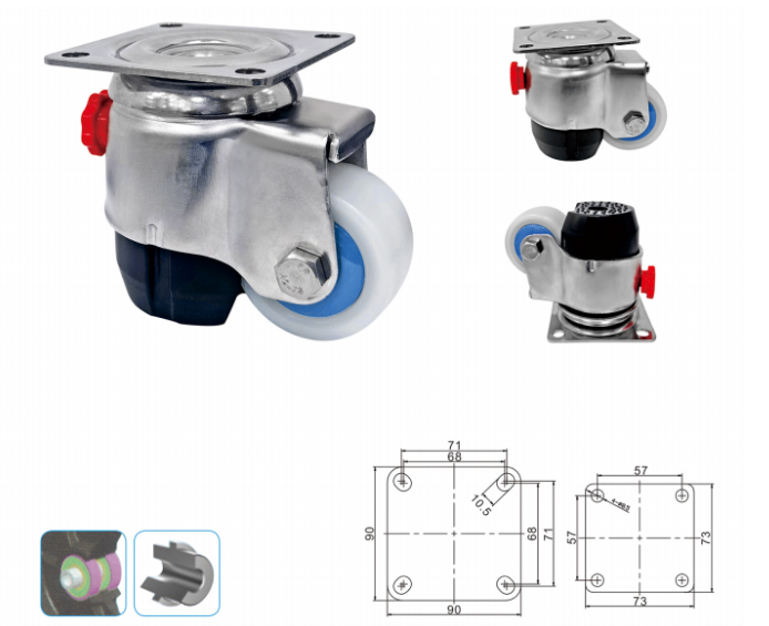 Stainless Steel 304 Adjustable Leveling Casters 360° Swivel Wheels – Furniture & Workbench Caster