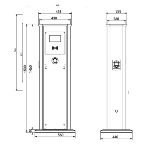 Наружная электромобильная станция зарядки электрического транспорта с переменным током 3 фазы 22 кВт зарядка электрического транспорта с кабелем 5М