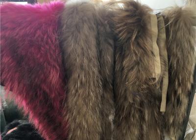 Natural Color Top Luxurious Raccoon Fur Collar Scarf Trim For Garment
