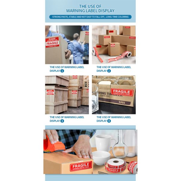 Packing Fragile Warning Labels Custom Printed Strong Adhesive