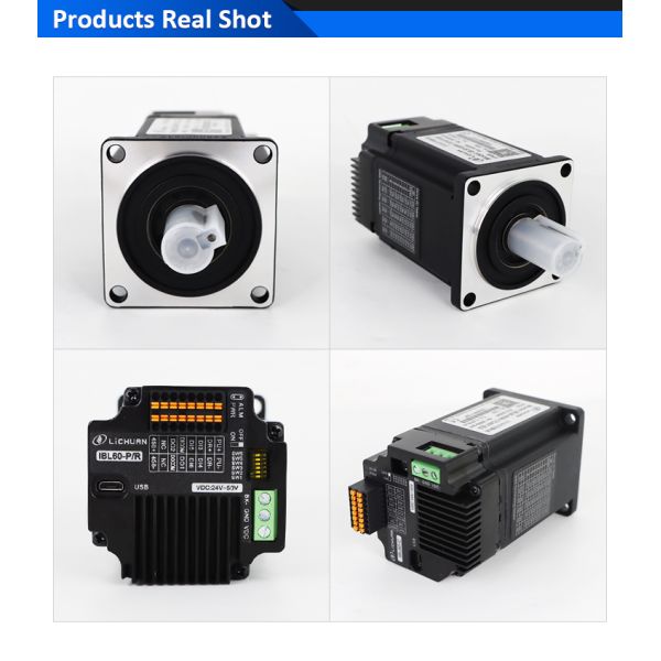 Lichuan Integrated Servo Motors Driver Pulse/RS485/CANopen Control 200W 0.637N.m DC24/48V 6/10/12/15A 3000RPM IP65