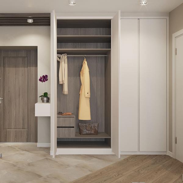 White Lacquer Swing Door Wardrobe Handless Bedroom Wood Wardrobe Cupboard