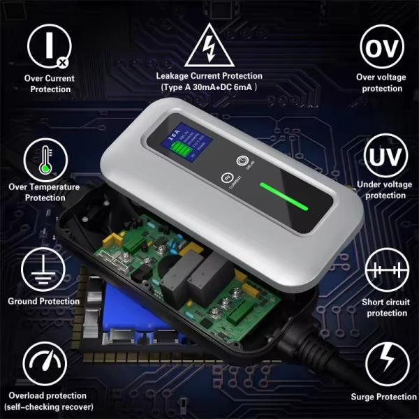 6-32A Courant réglable 3,5 kW 7kW 11kw AC Chargeur de voiture électrique portable pour la maison Type 2 Chargeur de voiture électrique