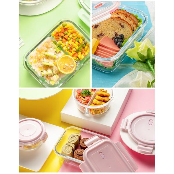 Пищевой контейнер замка 1040ml приготовления уроков BPA еды свободный щелчковый стеклянный