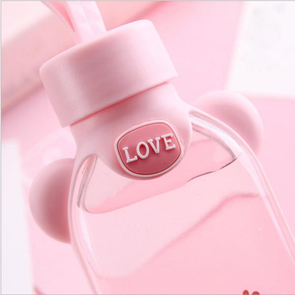 Flamingo Shape Cute Glass Bottle , Pink Glass Bottle With Silicone Sleeve
