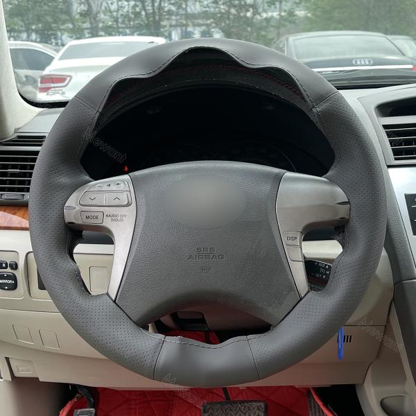 Hand Sewing PU Leather Grey DIY Steering Wheel Cover For Toyota Highlander Camry Isis Mark X Zio Premio Noah Previa 2006-2015