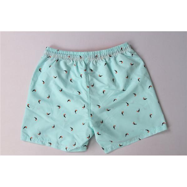 Contrast Color Waistband Hawaiian Print Swim Trunks With Mesh Brief