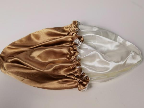 53cm Reversible Silk Sleeping Cap , Double Layer Satin Bonnet For Curly Hair