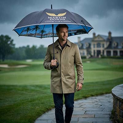60 Inch Custom Golf Umbrella UV50+ Auto Open Full Color Printed