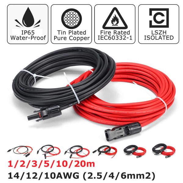 IP67 20feet 12awg Ring Solar Panel Extension Cable